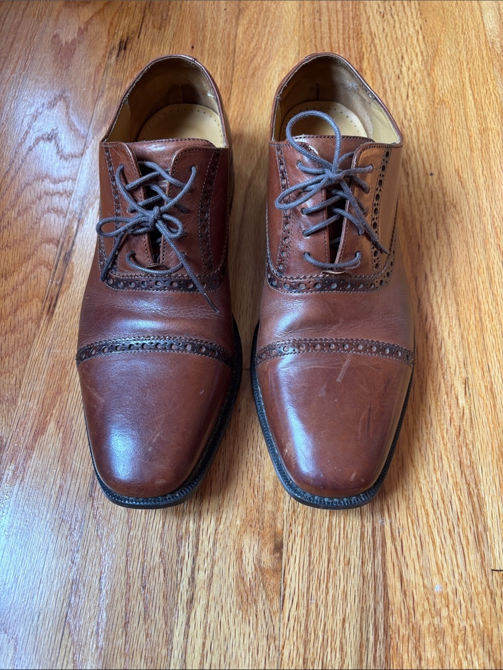 Cole Haan Men’s Brown Leather Cap-Toe Brogue Derby Shoes Sz 8